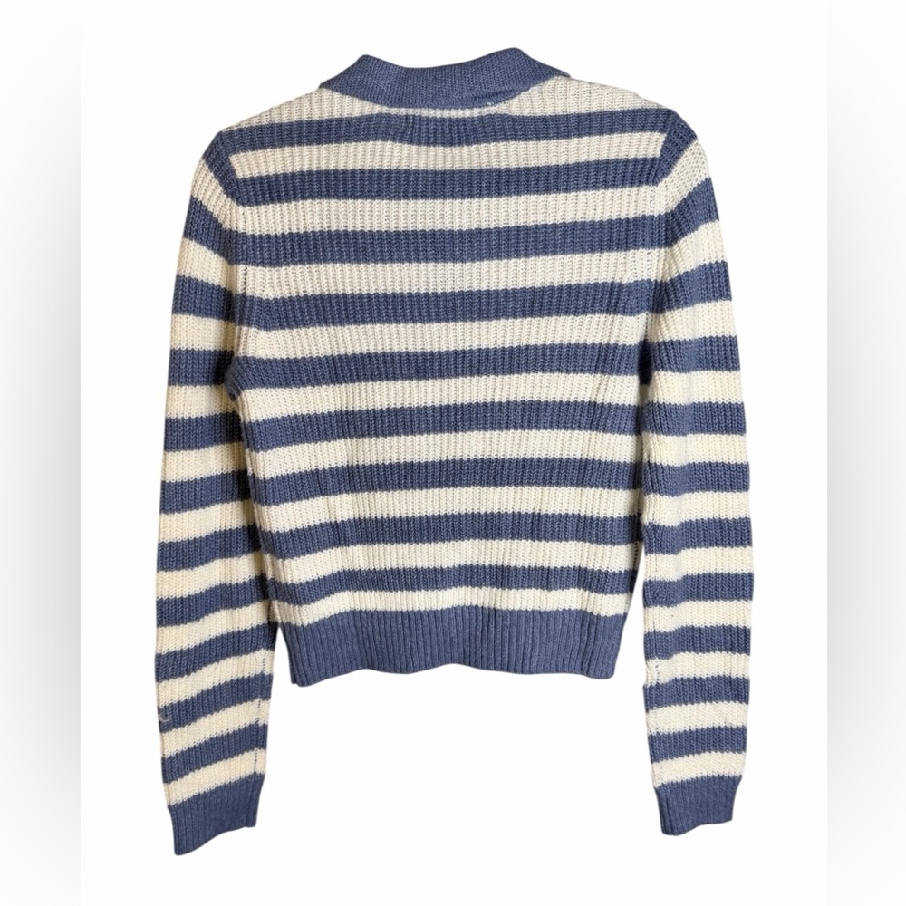 NWT American Eagle Striped Blue and Cream Knit Sweater - Picture 2 of 10